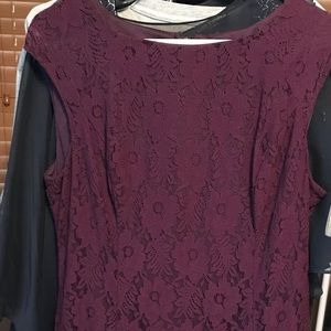 Maroon Lacey knee length dress